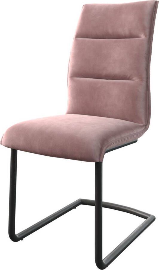 DELIFE Gestoffeerde-stoel Xantus-Flex sledemodel rond zwart fluweel rosé