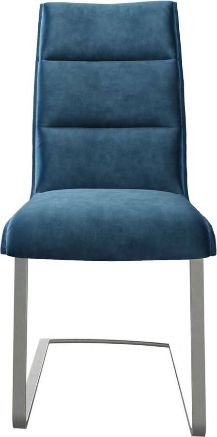 DELIFE Gestoffeerde-stoel Xantus-Flex sledemodel vlak roestvrij staal fluweel blauw