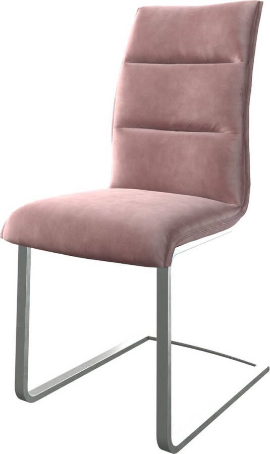 DELIFE Gestoffeerde-stoel Xantus-Flex sledemodel vlak roestvrij staal fluweel rosé