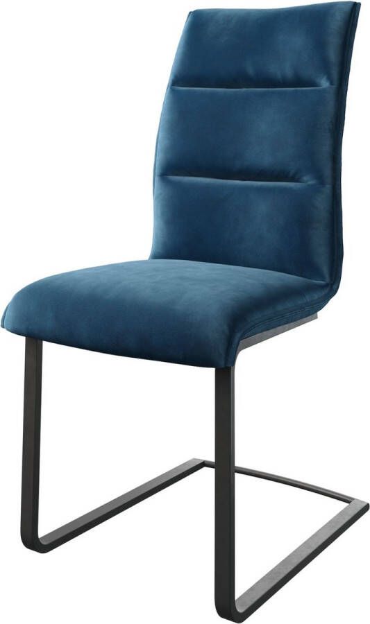 DELIFE Gestoffeerde-stoel Xantus-Flex sledemodel vlak zwart fluweel blauw