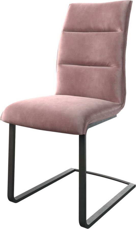 DELIFE Gestoffeerde-stoel Xantus-Flex sledemodel vlak zwart fluweel rosé