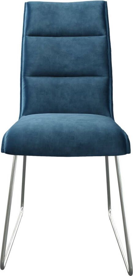 DELIFE Gestoffeerde-stoel Xantus-Flex slipframe roestvrij staal fluweel blauw
