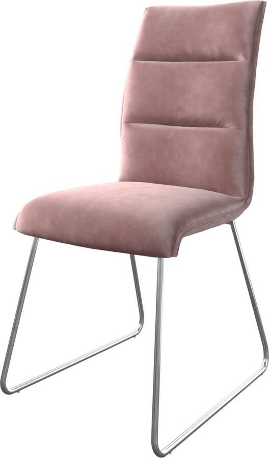 DELIFE Gestoffeerde-stoel Xantus-Flex slipframe roestvrij staal fluweel rosé