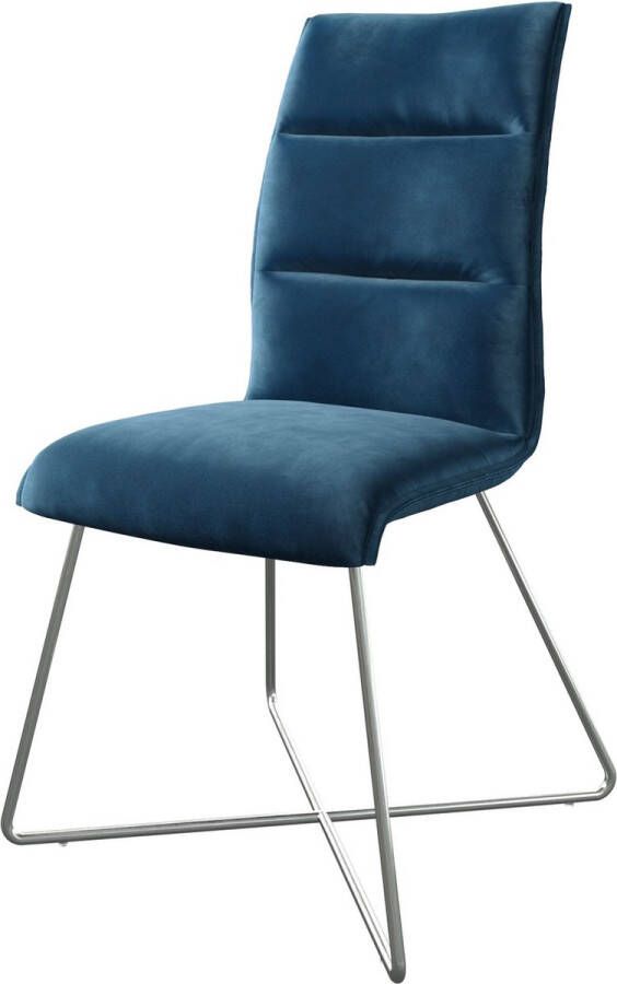 DELIFE Gestoffeerde-stoel Xantus-Flex X-frame roestvrij staal fluweel blauw