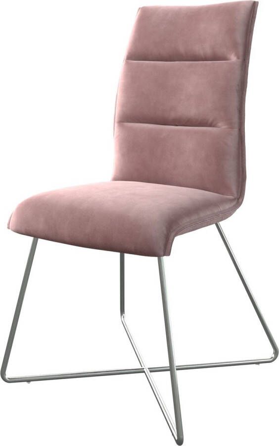 DELIFE Gestoffeerde-stoel Xantus-Flex X-frame roestvrij staal fluweel rosé