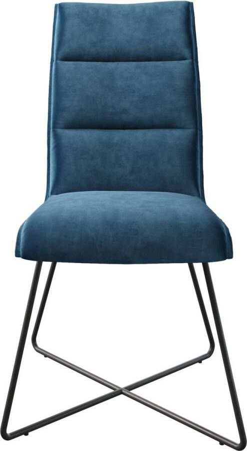 DELIFE Gestoffeerde-stoel Xantus-Flex X-frame zwart fluweel blauw