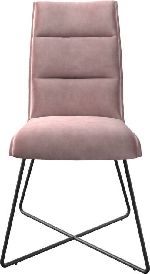 DELIFE Gestoffeerde-stoel Xantus-Flex X-frame zwart fluweel rosé