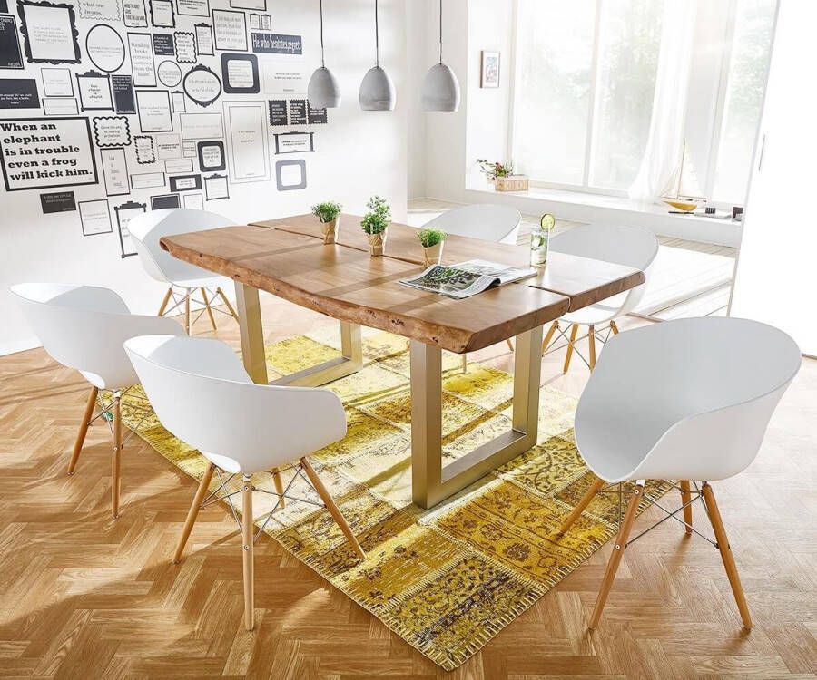 DELIFE Massief houten tafel Live-Edge Acacia natuur 180x100 boven 5 cm breed houten tafel