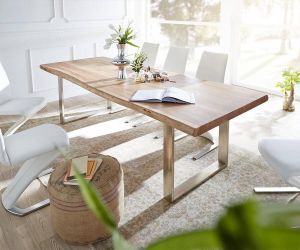 DELIFE Massief houten tafel Live-Edge acacia natuur 260x100 top 5 5cm frame smal boomtafel