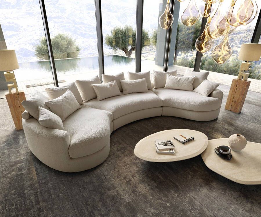 DELIFE Mega-sofa Estrea Bouclé Crème Wit 410x155 cm ronde Bankstel