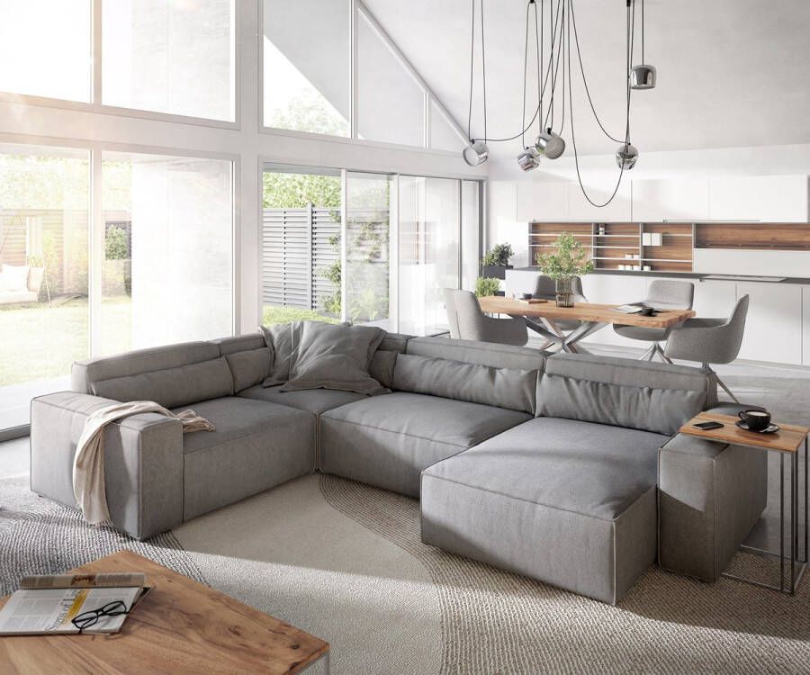DELIFE Sofa Sirpio L 330x230 cm Microvezel grijs recamiere variabele