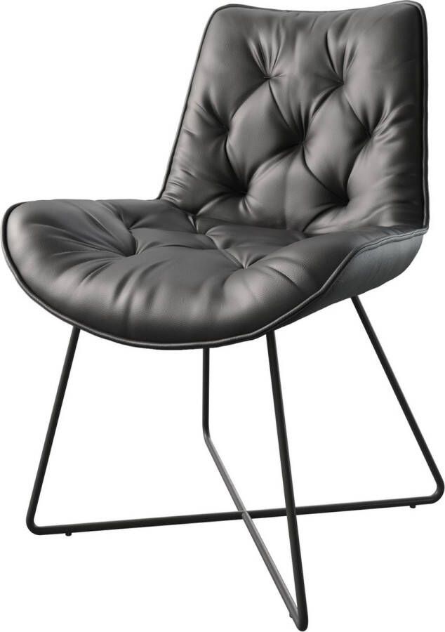 DELIFE Gestoffeerde-stoel Taimi-Flex X-frame zwart echt leer zwart