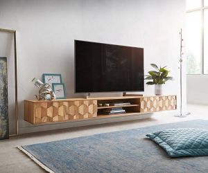 DELIFE Tv-meubel Fevo acacia natuur 240 cm 4 deuren zwevend lowboard