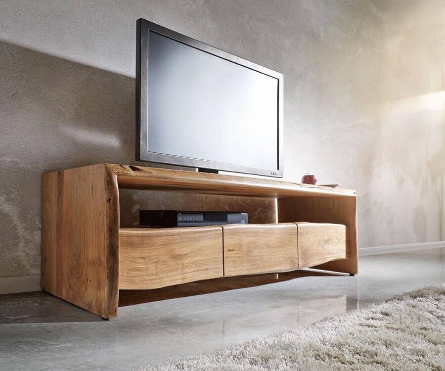 DELIFE TV-meubel Live-Edge acacia natuur 145 cm opbergvak