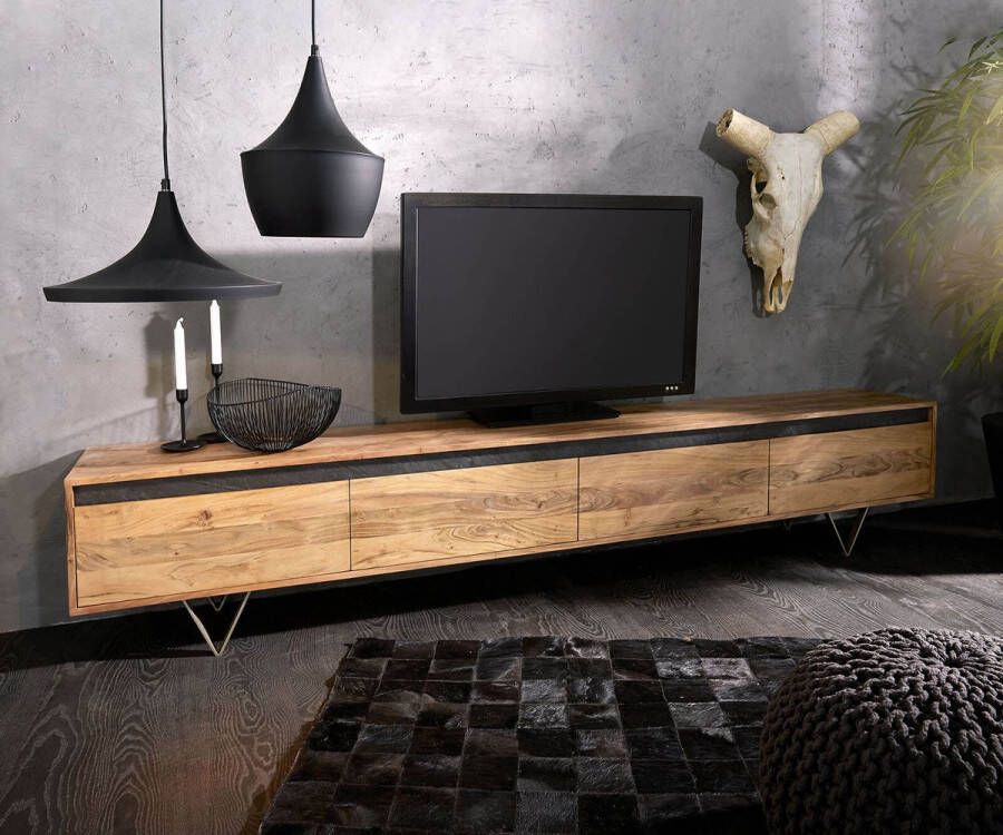 DELIFE TV-meubel Stonegrace acacia natuur 240 cm 4 deuren design meubilair 4 deuren