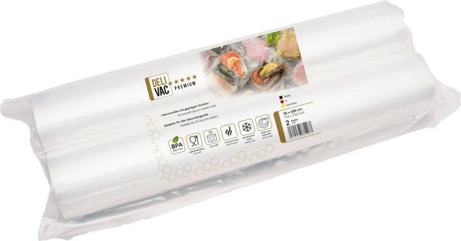 DeliVac Vacuumrollen Vacuumzakken Voedsel Vacumeerzakken Sous Vide Zakken 30x600 cm 4 stuks