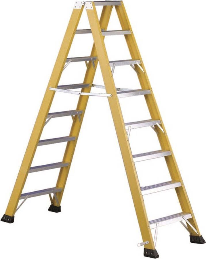 Delmer Fiberglas Dubbel Oploopbare Trap 2x4 treden 5 3 kg Arbo NEN gekeurd – Professionele kwaliteit – ICT – Elektra monteurs – bouw – hovenier – fiberglas – glasvezel – kunststof