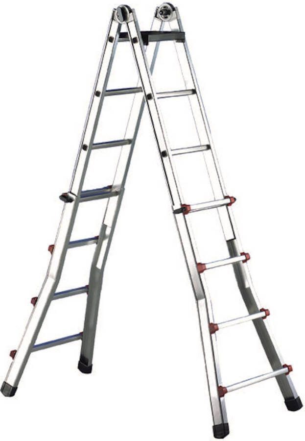 Delmer Multiladder 8+8 1 96 m 4 1 m 11 kg Professionele kwaliteit – uitschuifbare vouwladder – 10 jaar garantie – handig voor professional en thuis gebruik – multifunctioneel