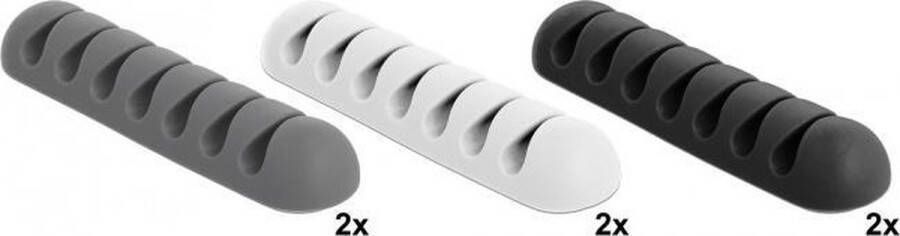 Delock Zelfklevende kabelhouders voor 7 kabels 6 stuks zwart wit grijs