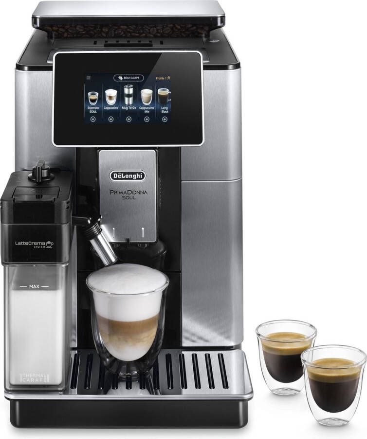 De'Longhi Volautomatisch koffiezetapparaat PrimaDonna Soul ECAM 610.75.MB inclusief koffiepot ter waarde van vap € 29 99 en + glazenset ter waarde van 46 90 vap