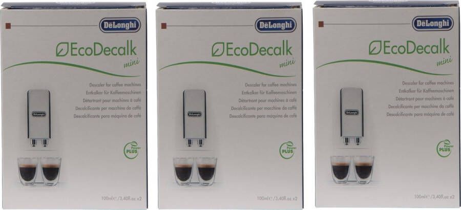 De'Longhi EcoDecalk Mini Koffiemachineontkalker 3 doosjes van (2x100ml)