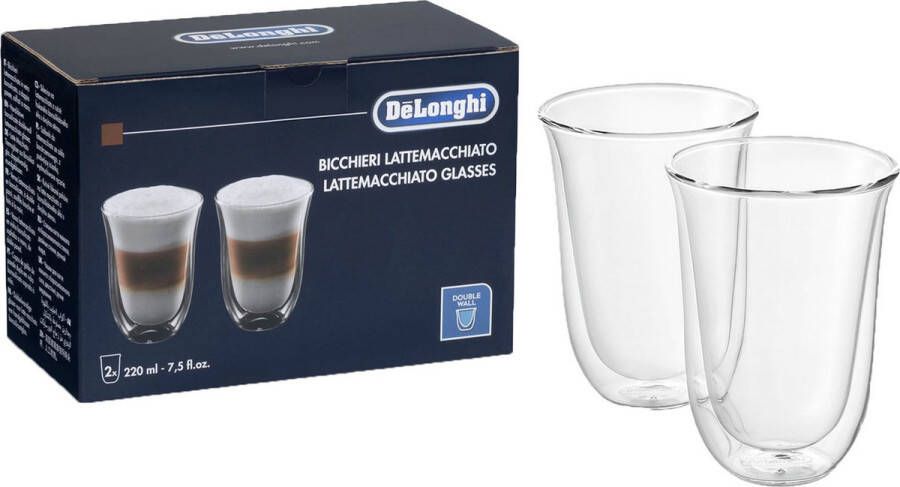 De'Longhi DeLonghi Kopjes Dubbele thermowant Set van 2 latte macchiato glazen 5513214611