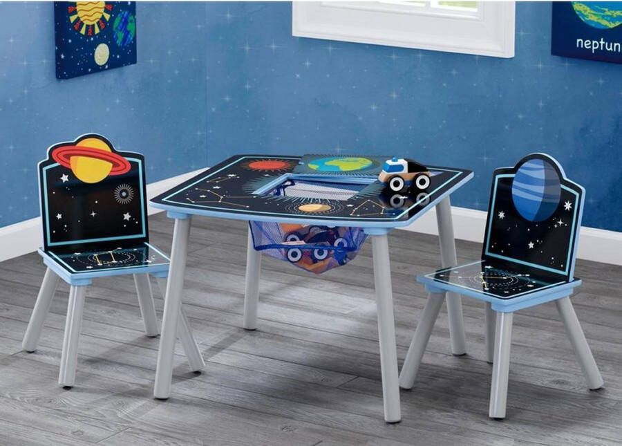 Delta Children Kindertafel met 2 Stoelen Kinderkamer Handig Opbergvak Space Adventures