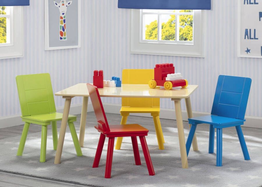 Delta Children Kindertafel met 4 Stoelen Kinderkamer Duurzaam Hout Kleurrijk