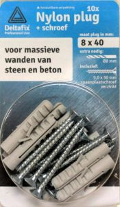 Deltafix Nylon Pluggen en schroeven 10 stuks (8x40)