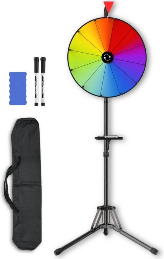 Delugo Rad van Fortuin Incl. Tas Instelbare Tripod Uitwisbaar Drankspel Draairad Bingo Draaiwiel Gezelschapsspel