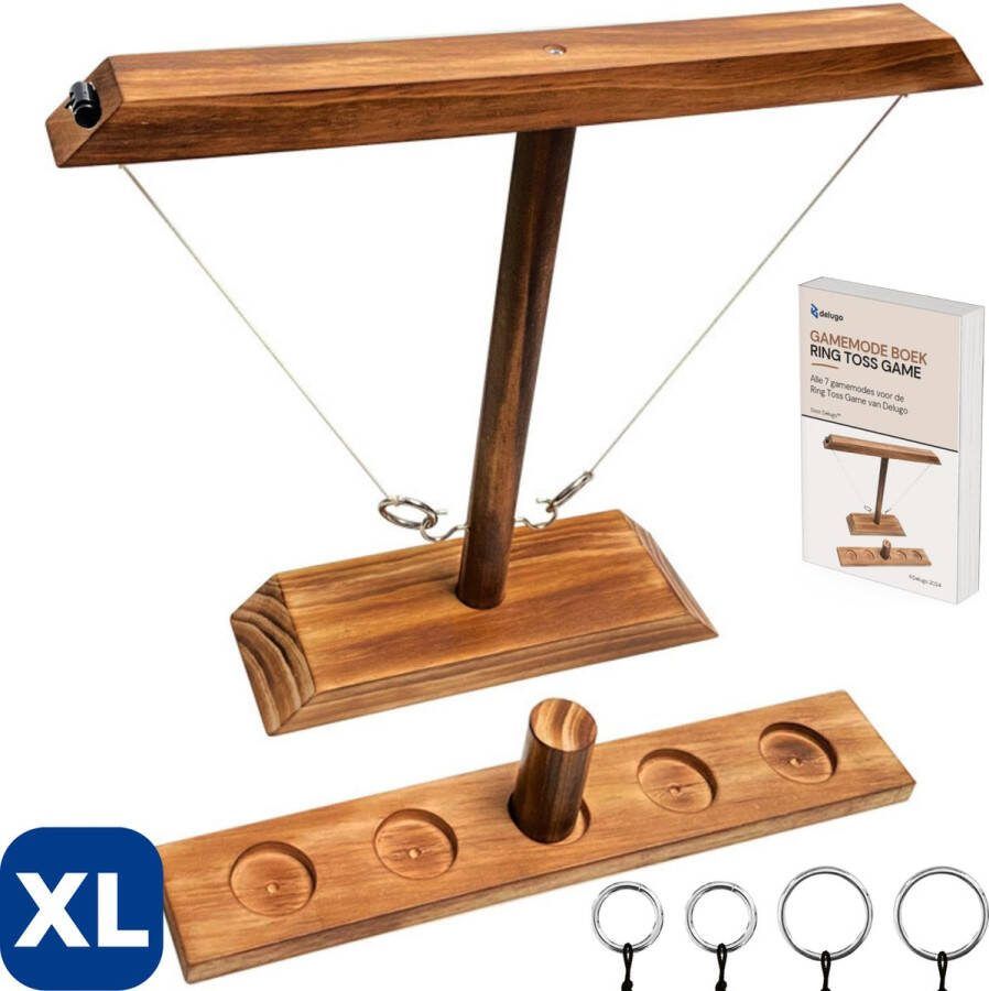 Delugo Ring Toss Game XL met 4 Ringen Incl. 7 Games E-book Drankspel Volwassenen Drinking Game Drank Spelletjes
