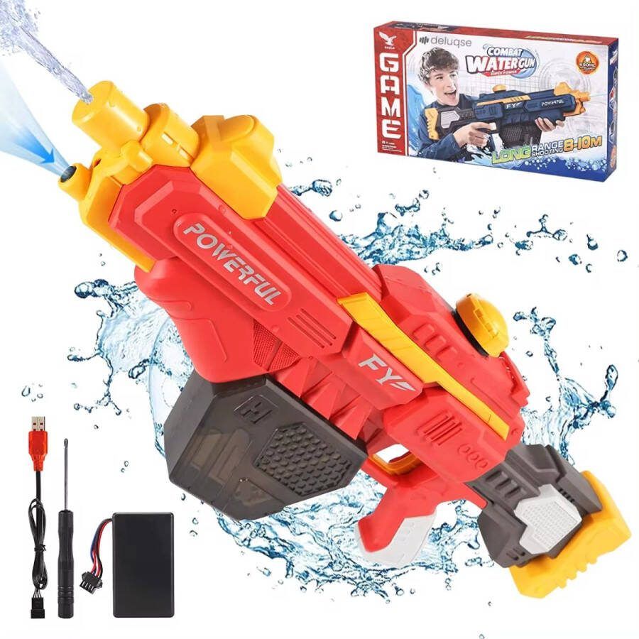 Deluqse Elektrische Waterpistool 680ml Super Soaker -Automatisch Waterpistool Elektrisch Waterpistool Watergeweer Rood Watergun Voor Jongens & Meisjes