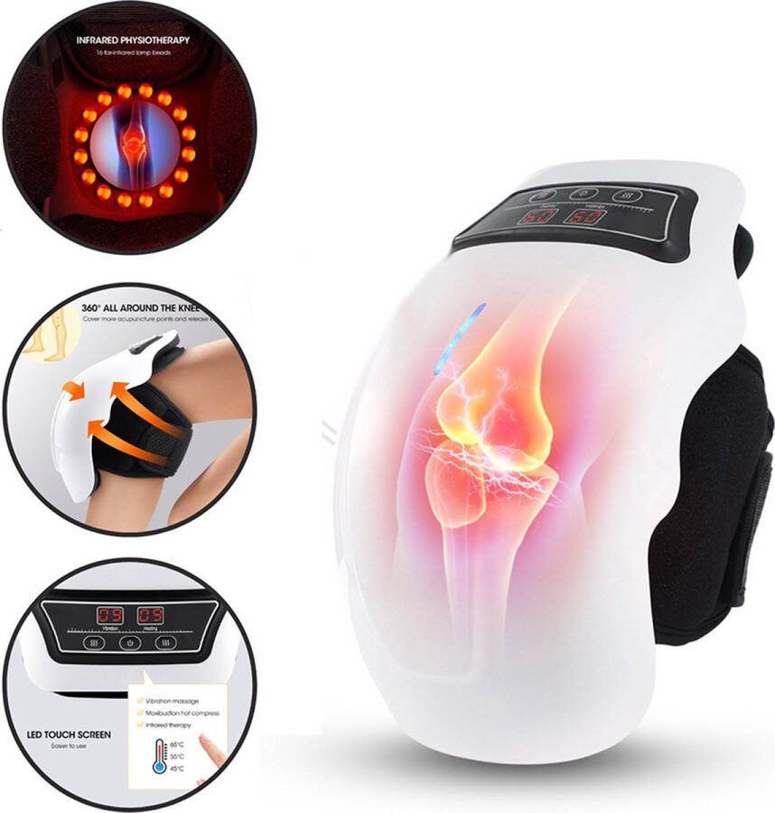 Deluqse Knie Massage Apparaat Rood Lichttherapie Infrarood Massageapparaat Kniebrace Massager voor Pijnbestrijding & tegen Gewrichtspijn Draadloos