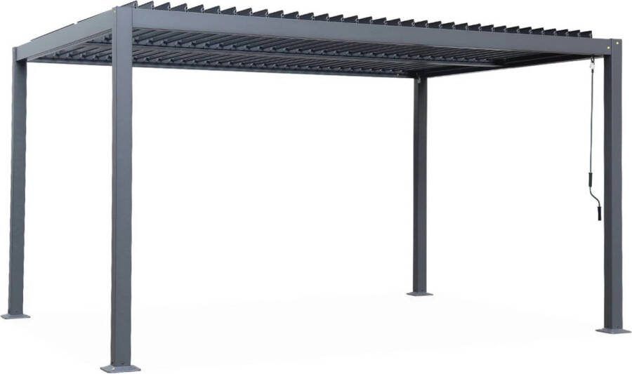 Deluxe Design Deluxe Cristo Luxe overkapping Antraciet Paviljoen Aluminium 3x4 m Luxe vrijstaande zonwering en tuin overkapping met kantelbare lamellen Weerbestendig Voor gebruik als pergola carport of veranda