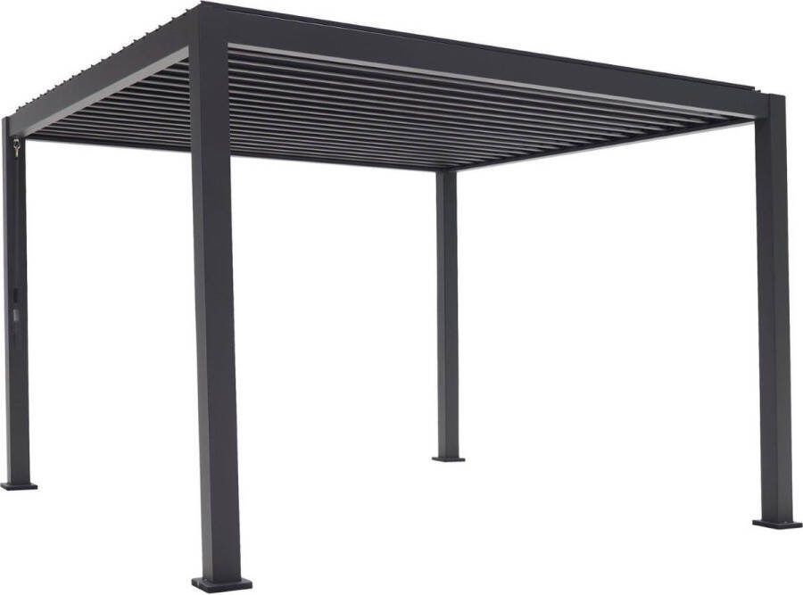 Deluxe Design Deluxe Domo PRO Luxe overkapping Antraciet Paviljoen Aluminium 3x4 m Luxe vrijstaande zonwering en tuin overkapping met kantelbare lamellen Weerbestendig Voor gebruik als pergola carport of veranda