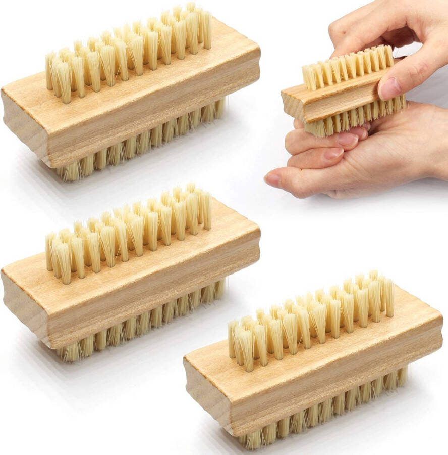 Deluxe HB Nagelborstel Zinaps Hand Borstel Nail Borstel Houten 3 Stukken Vinger Borstel Nail Brush Harde Borstels Gemaakt van Plastic Hand Wassen Borstel Hygiënisch Reiniging van handen en vingernagels (WK 02135)