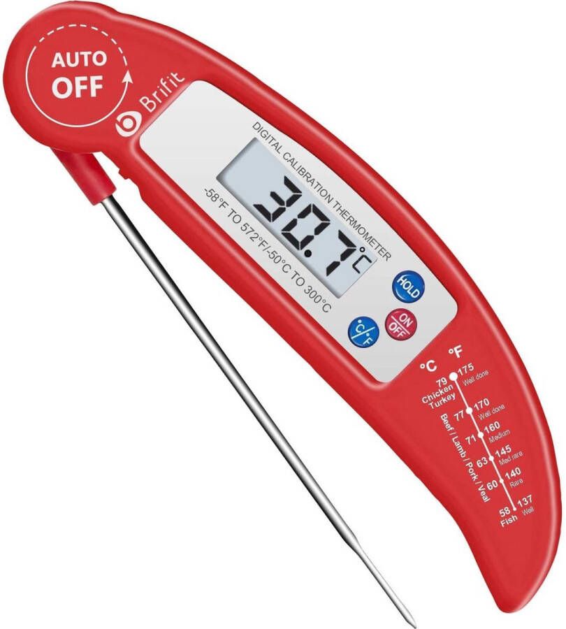 Deluxe HB thermometer koken -Food Thermometer Amir Digital Instant Read Candy Meat Thermometer With Probe For Kitchen Cooking BBQ Poultry Grill --- [Foldable Fast & Auto On Off]