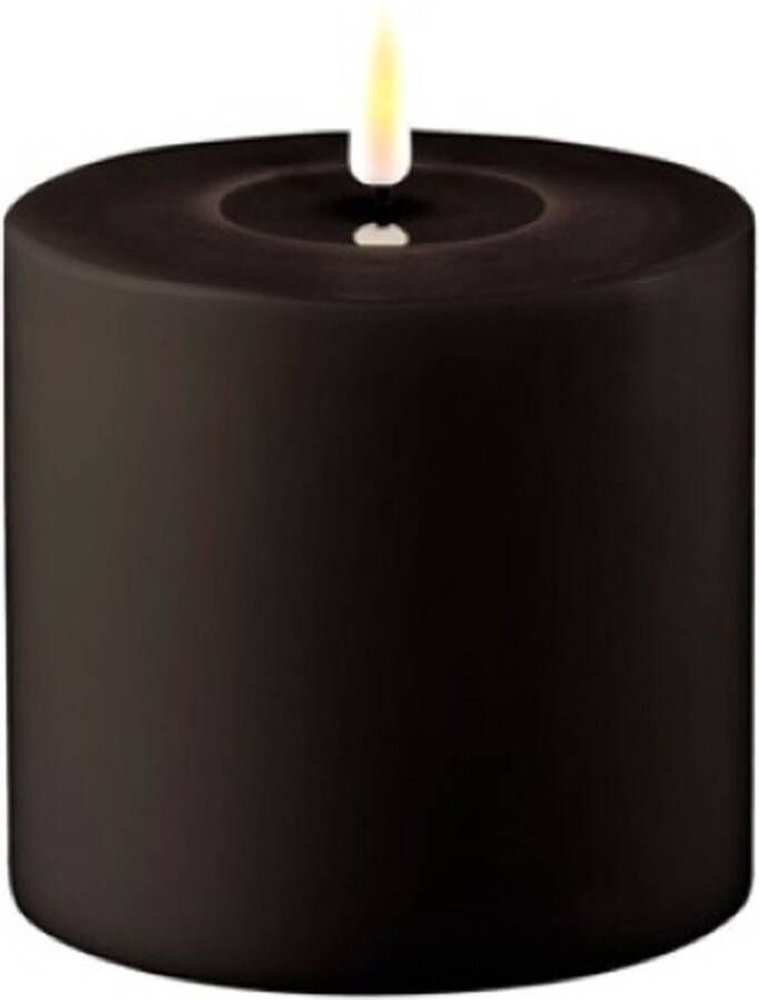 Deluxe Homeart led kaars zwart 10x10 cm geschikt voor buiten! stompkaars tuinkaars kaarsen voor buiten kaars led kaarsen nep kaarsen zwart led verlichting flikkerende vlamverlichting zonder batterijen