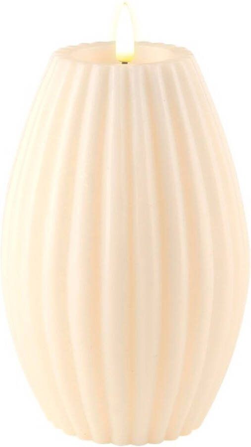 Deluxe Homeart Luxe LED kaars Cream Stripe LED Candle 10 x 15 cm net een echte kaars!