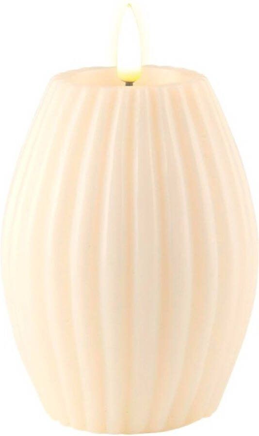 Deluxe Homeart Luxe LED kaars Cream Stripe LED Candle 7.5 x 10 cm net een echte kaars!