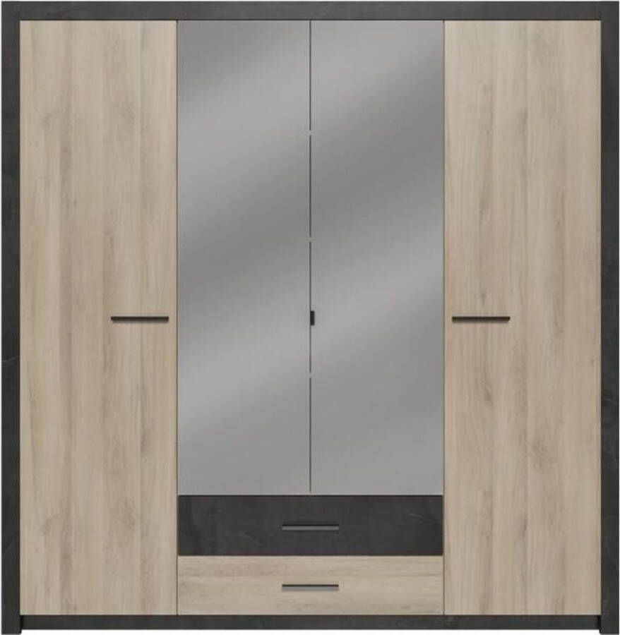 Demeyere COLORADO Kledingkast 4 deuren Kronberg eiken decor L 198 x H 203 1 x 56 6 cm