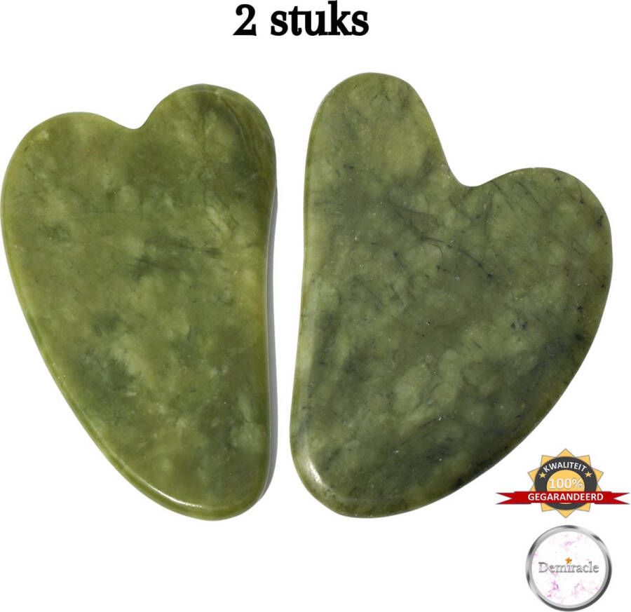 Demiracle Pure Jade Gua Sha Set – Schraper Massagehulpmiddel – Gezichtsmassage – Massage – Jade Roller Face Roller – Ontspanning