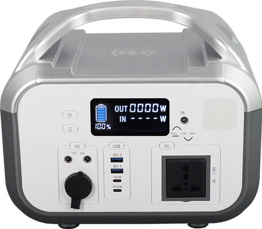 Denfone Draagbare Powerstation Powerbank 500W Power Station 500-600W-Grijs