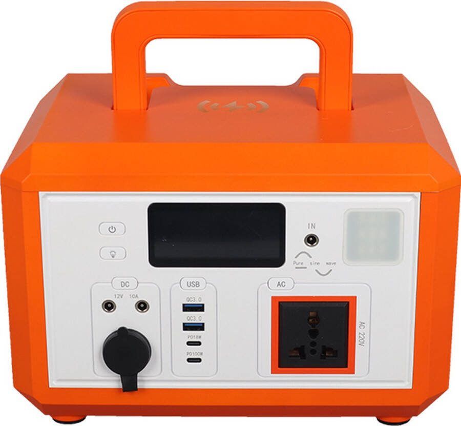 Denfone Draagbare Powerstation Powerbank 500W Power Station 500-600W-Oranje