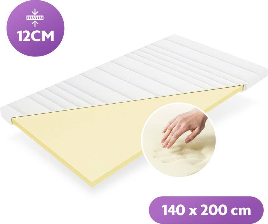 Densi Topper Topdek Matras 140x200 12cm dik Traagschuim Nasa Afritsbare hoes Premium hotelkwaliteit