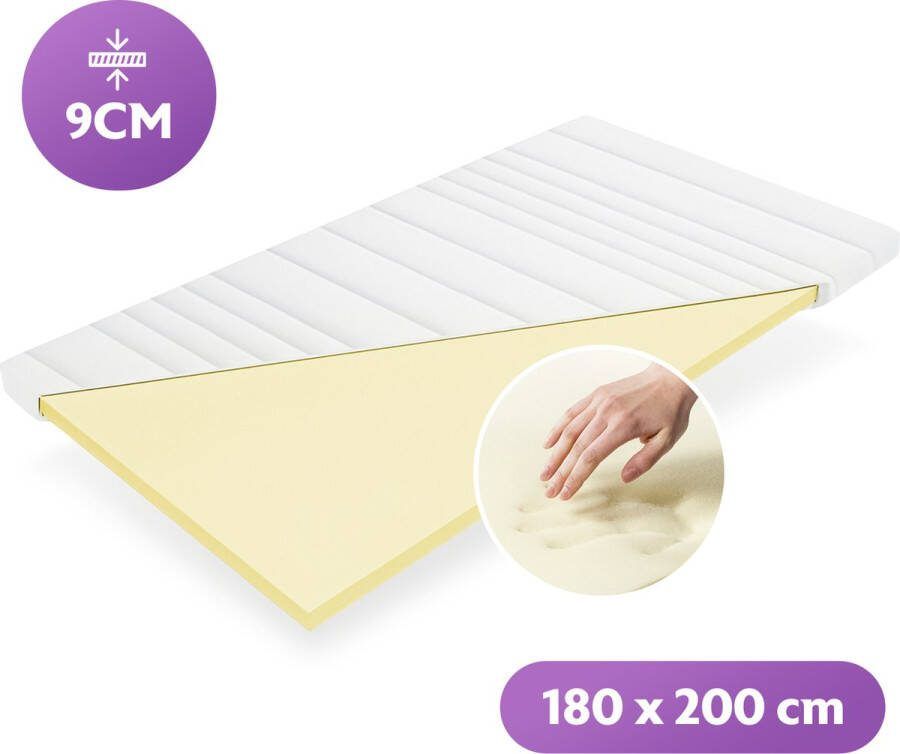 Densi Topper Topdek Matras 180x200 9cm dik Traagschuim Nasa Afritsbare hoes Premium hotelkwaliteit