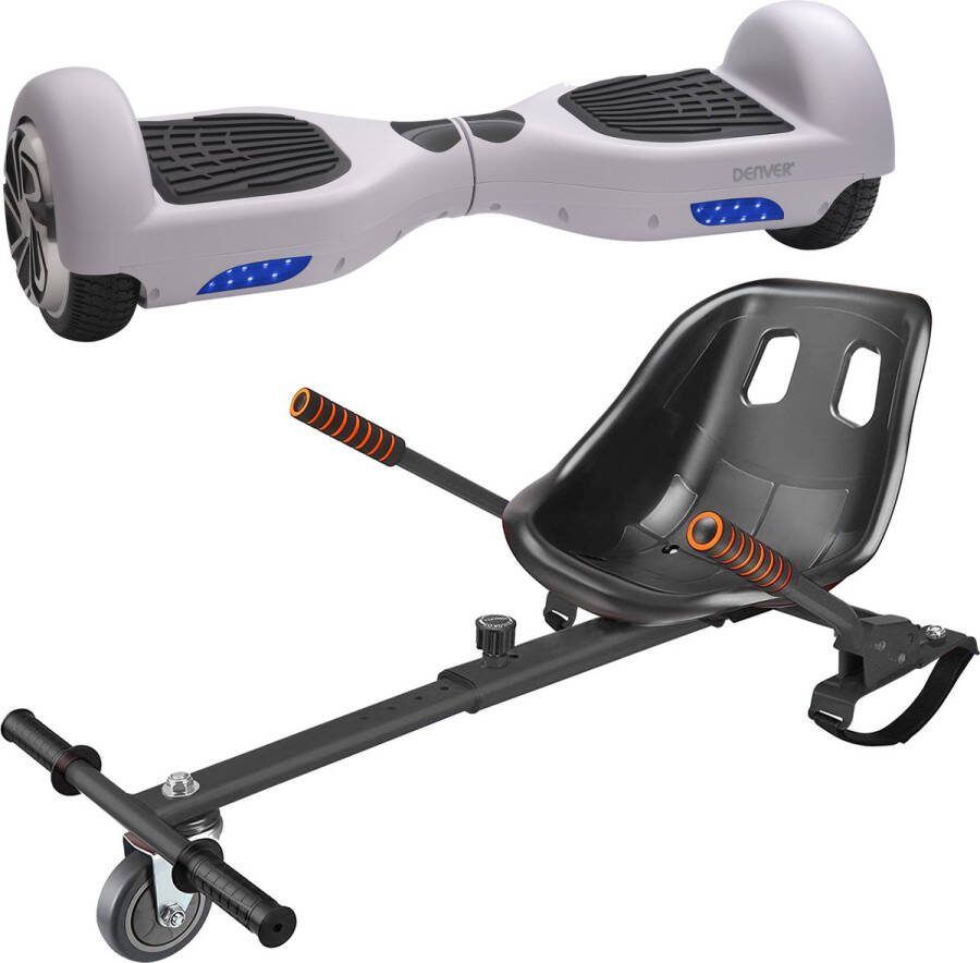Denver Hoverboard met Hoverkart 500W 12km u UL2272 Goedgekeurd 6.5 Inch Oxboard HBO6620 KAR1550 Wit