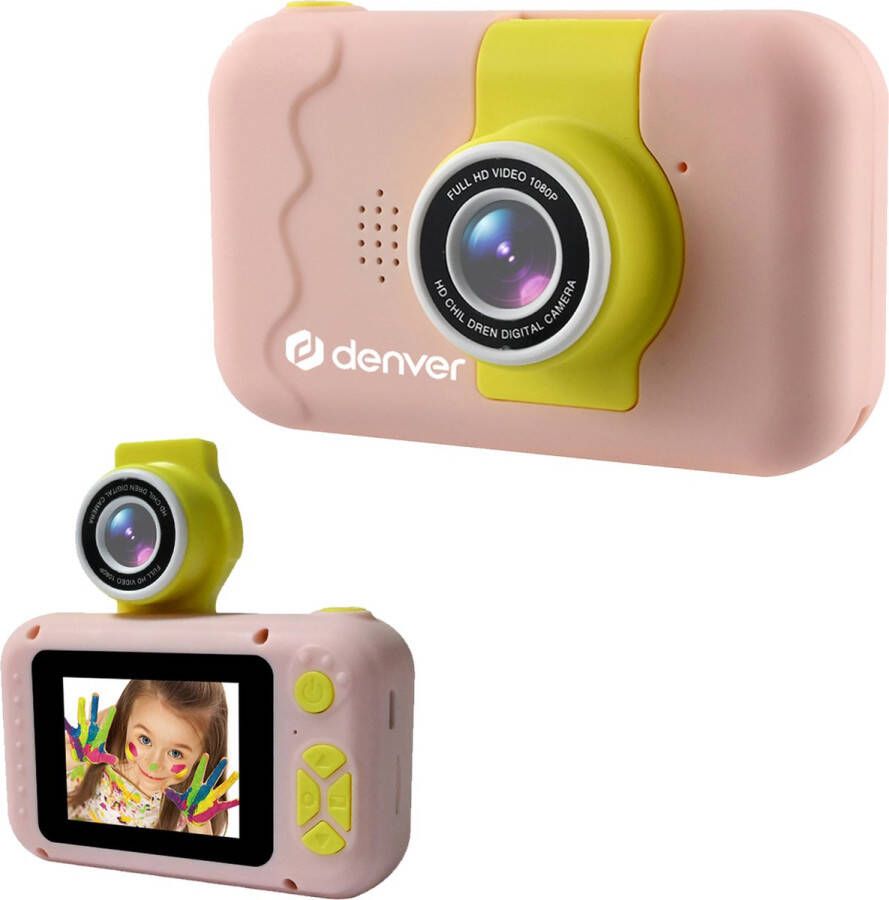 Denver Kindercamera Full HD Flip Lens voor Selfies 40MP Digitale Camera Kinderen Foto en Video Spelletjes KCA1350 Roze