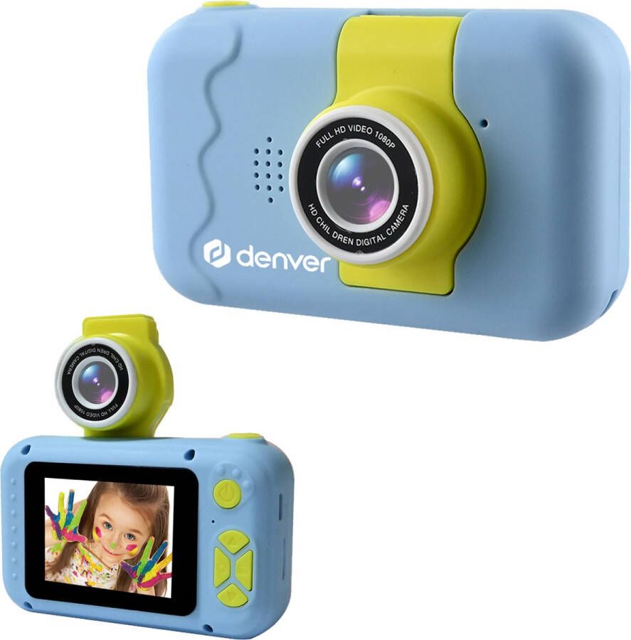 Denver Kindercamera Full HD Flip Lens voor Selfies 40MP Digitale Camera Kinderen Foto en Video Spelletjes KCA1350 Blauw