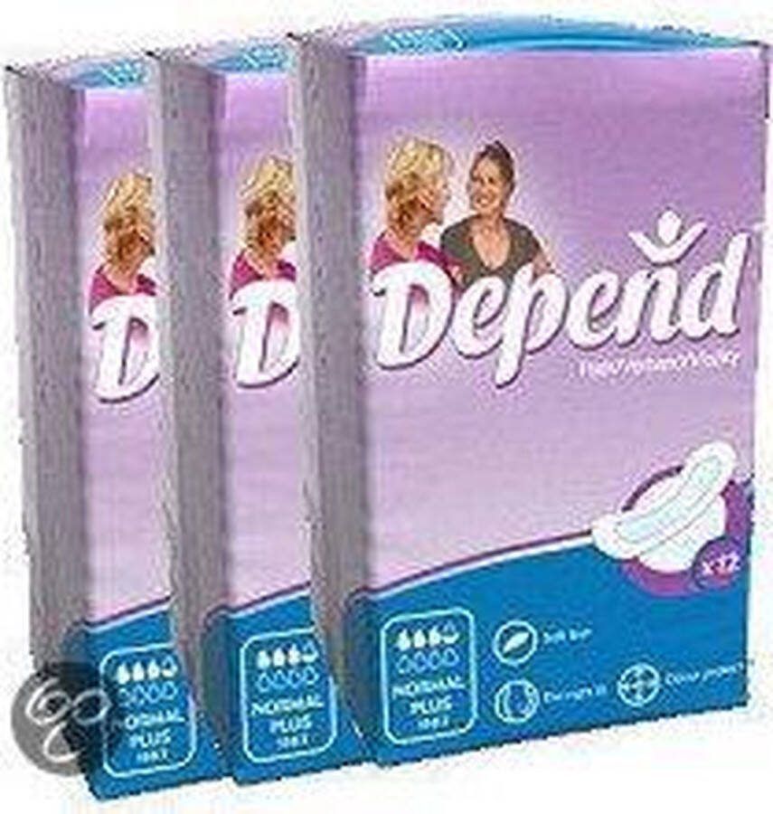 Depend Normal Plus Incontinentie Inlegkruisjes 3 x 12 stuks Voordeelverpakking